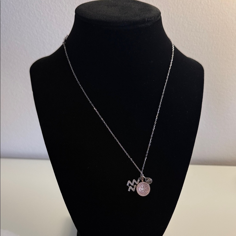 Swarovski Silver-Tone Aquarius Zodiac Pendant Necklace